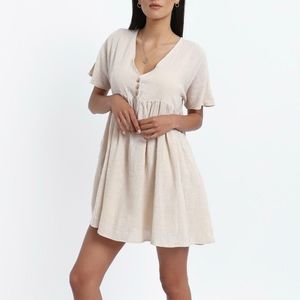 NWT Linen Cotton Mini Dress With Pockets, 10